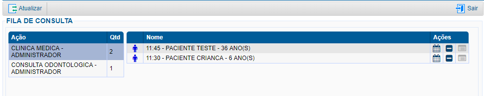 Fila de Consultas Agendadas